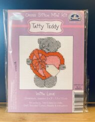 Tatty Teddy holding love heart cross stitch kit