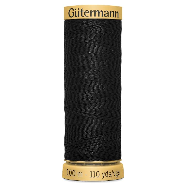 40wt Black Cotton Hand Quilting Thread | Gutermann #738219-5201