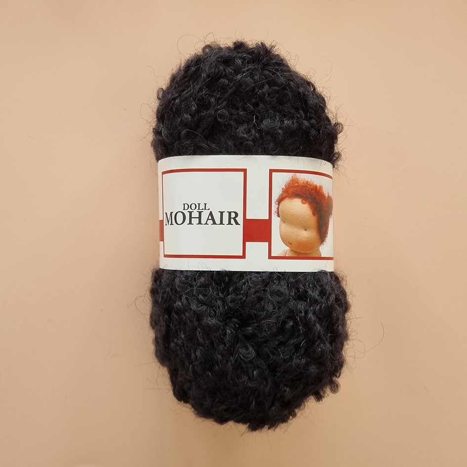 Mohair Boucle Yarn for Black Doll Hair from De Witte Engel for used for creating doll hair & wigs