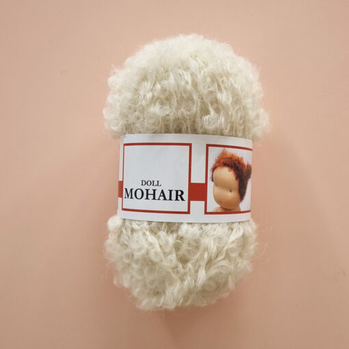 Mohair Boucle Yarn for Cream white Doll Hair from De Witte Engel for used for creating doll hair & wigs