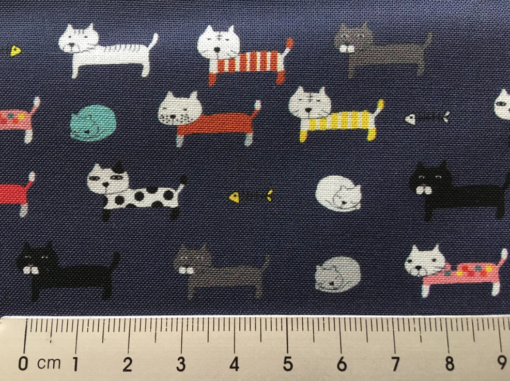 Cat Pattern Fabric - Funny Cats Blue - Sewing Sanctuary - Image 2