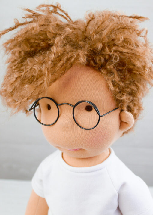 Ollie Dolly Doo Dah Waldorf style boy doll wearing glasses