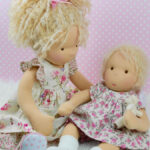 Polly Dolly Doo Dah and Molly Dolly Doo Dah waldorf style dolls sitting together